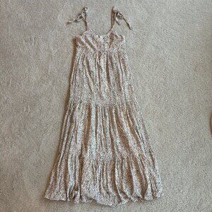 Express Cream/Black/Pink Adjustable Straps Maxi Summer Dress